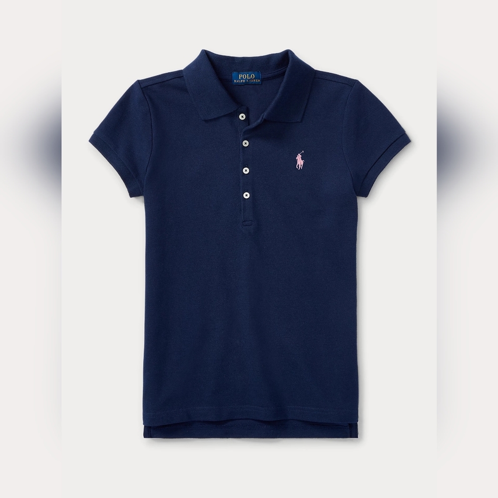 Polo Ralph Lauren Stretch Cotton Mesh Polo Shirt (French Navy, size girls 16)